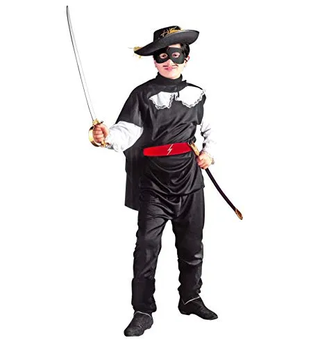 WIDMANN. Costume Vestito Carnevale Zorro El Bandito per 5 6 7 8 9 10 11 12 13 Anni (8-10 Anni)