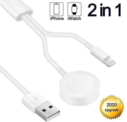 Microvolt Portatile Apple Watch Charger Wireless Magnetico, Cavo di Ricarica iWatch per Apple Watch Series 5/4/3/2/1, Compatibile con iPhone XR/XS/X/11/8/7/6 Series