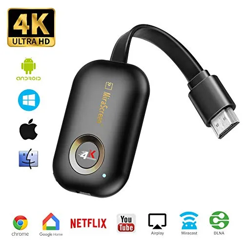 WiFi Display Dongle, 4K HDMI TV Wireless Display Receiver, Supporto Miracast Airplay DLNA per Chromecast/Chrome Home/Android/Smartphone/PC/TV/Monitor/Proiettore