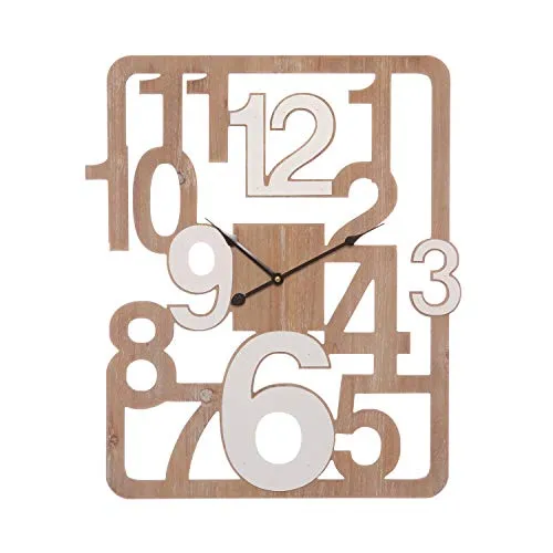 Orologio design numeri in mdf da 50x60 cm Marrone