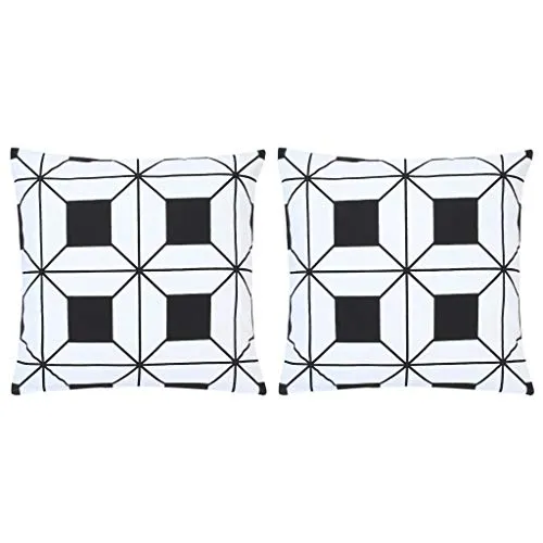 vidaXL - Set di 2 cuscini con stampa in bianco e nero, 40 x 40 cm, in cotone