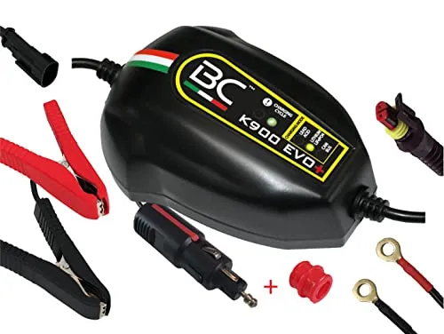 BC Battery Controller K900 EVO+ Caricabatterie/Mantenitore Intelligente 1 Amp per BMW, per Batterie 12V/12V CAN-BUS per batterie Piombo-Acido e Litio, adatto per Moto e Scooter fino a 100Ah