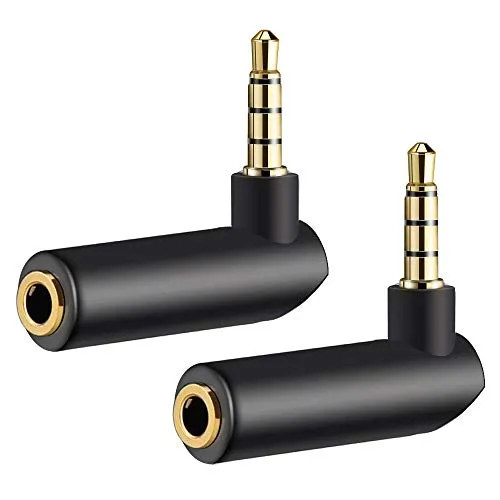 Adattatore jack angolo retto maschio 3.5mm a femmina 3.5mm 90 Gradi Placcato di Oro connettore per cuffia 2 Pezzi per Cuffie iPhone, Smartphone, Huawei, Tablet Autoradio Casse ecc