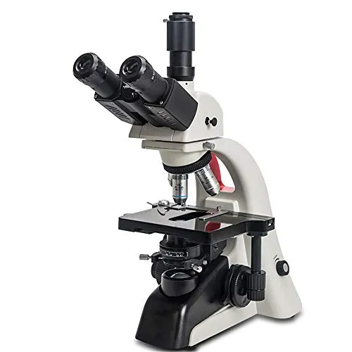 Microscopio Professionale Microscopio Biologico binoculare Ottica 1600X HD Scienza Scienza e Istruzione Messa a Fuoco Micrometrica (Color : White, Size : 45x26x21cm)