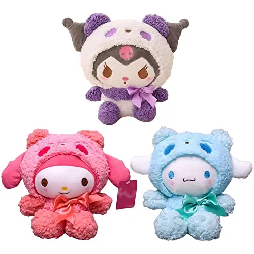 Amycute Peluche Kuromi, Peluche Kuromi Giocattoli Cinnamoroll Peluche Melody Kawaii Peluche Regalo di Compleanno per Carnevale, Halloween, Bambini e Fan Regali (3 Pezzi)