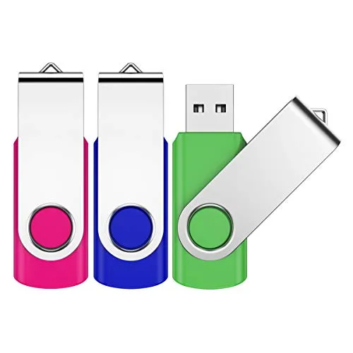64GB 3 Pezzi Chiavetta USB 2.0 Girevole Pen Drive per archiviazione dati Unità Pennetta USB con Corda
