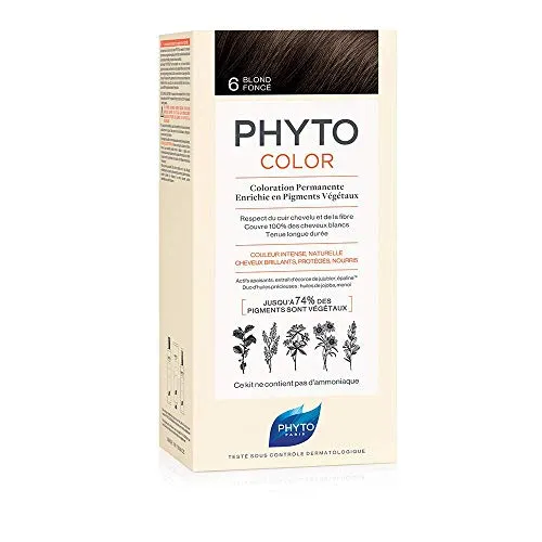 Phyto Phytocolor 6 Biondo Scuro Colorazione Permanente senza Ammoniaca, 100 % Copertura Capelli Bianchi