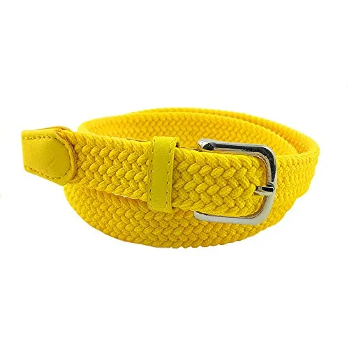 MYB Cintura elastica intrecciata per Bambino e Bambina - diversi colori e taglie (85 cm, Giallo)
