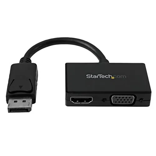 StarTech.com Adattatore DisplayPort a HDMI e VGA, Convertitore audio/video da viaggio DP 2 in 1, 1920x1200 / 1080p, Nero