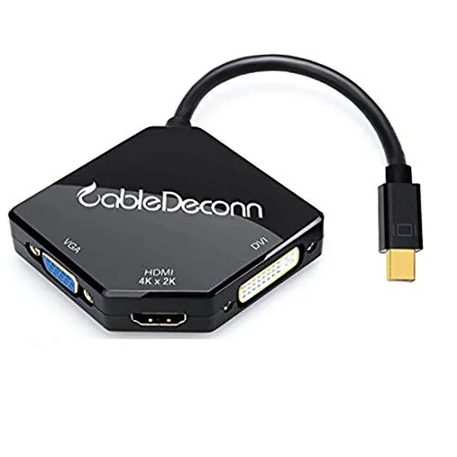 CableDeconn Il Cobra aspetto Multi-Function Thunderbolt Mini DisplayPort DP a HDMI VGA DVI Cavo-Adattatore/convertitore per MacBook Suface Pro/Air