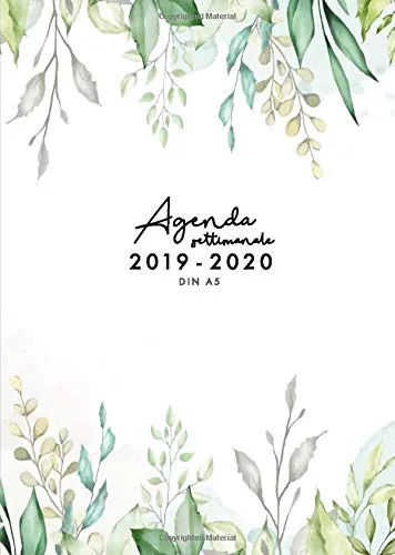 Agenda settimanale 2019 2020 A5: Agenda giornaliera da metà anno 2019-2020 Motivo fiori, Agenda 18 mesi luglio 2019 - dicembre 2020, italiano