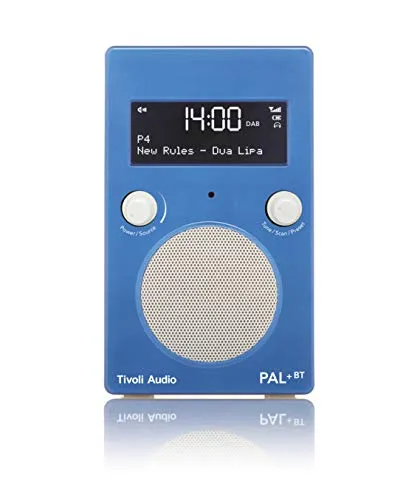 Tivoli Audio PAL+ BT - Radio portatile DAB/DAB+/FM con Bluetooth per streaming senza fili - Glossy Blue/White