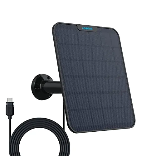 [Versione Aggiornata 2023] Reolink 6W Pannello Solare (Nero) per Telecamera a Batteria Solare da Esterno Senza Fili, Alimentazione Continua, Impermeabile, Montaggio Regolabile a 360°(Cavo da 4 Metri)