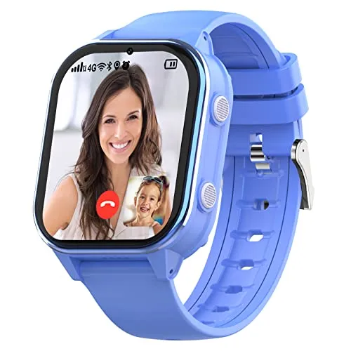 SEVGTAR Smartwatch GPS 4G con Videochiamata, Smart Watch Con Immagini e Messaggi Vocali, Orologio Intelligente Contapassi Calorie Musica WIF Bluetooth SOS, Adatto a Bambini Sopra i 5 Anni, Blu