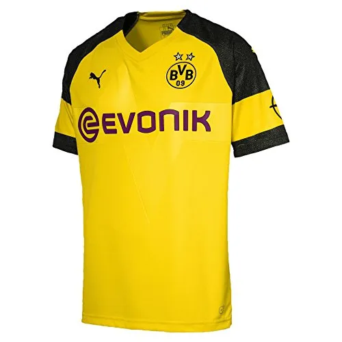 PUMA Maglia Ufficiale Stagione 19/20 Borussia Dortmund Home Original con Evonik/Opel Logo, Calcio Uomo, Cyber Yellow, S