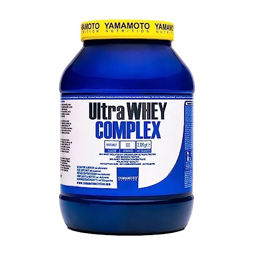 YAMAMOTO Nutrition, Ultra Whey COMPLEX Volactive 2 kg, Integratore di Proteine del Siero del Latte Concentrate e Isolate, Proteine per Sportivi Senza OGM, Gusto Nocciola