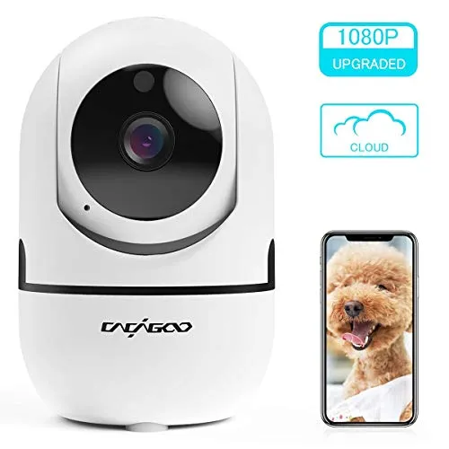 CACAGOO 1080P Telecamera WiFi interno, Videocamera IP Sorveglianza wifi, ip camera wifi per Animali Domestici e Bambini, Baby Monitor conVisione notturna e Audio Bidirezionale