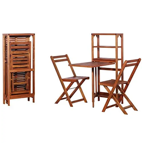 vidaXL Legno Massello di Acacia Set Bistrò 3pz Tavolo e Sedie Bistrot Giardino