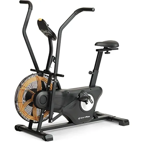 SportPlus | Newest edition | Air Bike professionale con resistenza ad aria e compatibilità con le app, Cyclette per HIIT, computer di allenamento intelligente, max 135 kg