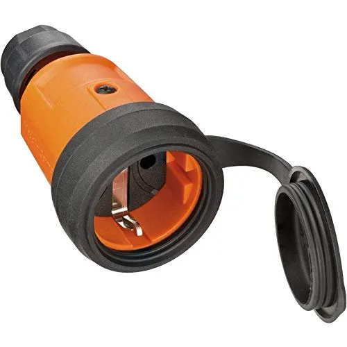 Brennenstuhl 9837550 Schutzkontaktkupplung plastica 230V nero, Orange IP44
