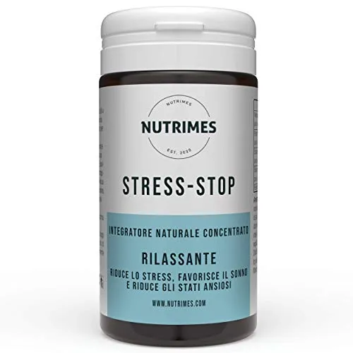 STRESS-STOP / Integratore per lo STRESS/ Ingredienti naturali e concentrati per diminuire stress, favorire il sonno e ridurre gli stati ansiosi / NUTRIMES