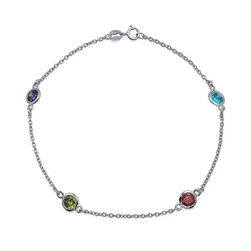 Bling Jewelry Semplice Minimalista Multi Colore CZ dal Cantiere Tin Cup Chain Cavigliere per Donne Argento 925