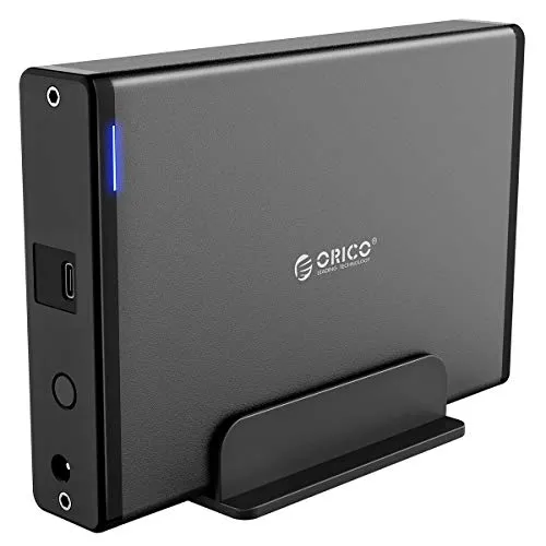 ORICO Case Esterno per Disco Rigido 3,5 '' Con Alloggiamento Rimovibile, Adattatore da USB 3.1 Gen 1 a SATA 3.0 per HDD SATA da 3,5 pollici con Alimentatore da 12V 2A (16 TB max, Display Blu)