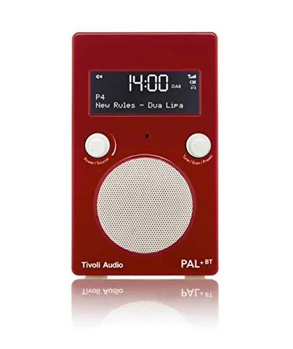 Tivoli Audio PAL+ BT - Radio portatile DAB/DAB+/FM con Bluetooth per streaming senza fili - Glossy Red/White