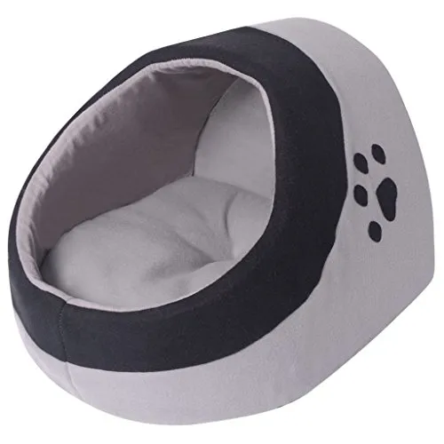 vidaXL Cuccia per gatti cani animali piccoli cuscino rimovibile griggio e nero M