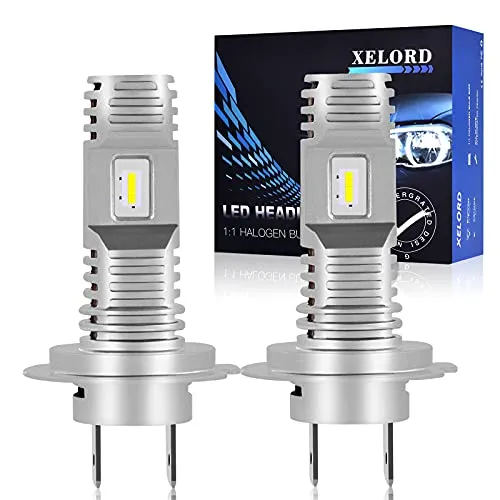 XELORD H7 LED Lampadine Fari Auto 6500K Luce Bianca,Per DC 11V-30V Automobili,OperatingTemperature -40℃±90℃ (2 pezzi)