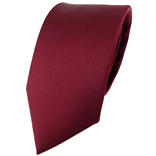 TigerTie Moda stretta cravatta di seta in raso - bordò monocromatico Uni - Cravatta 100% seta