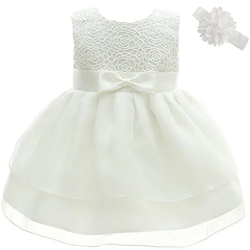 Dream Rover - Abito da bambina battesimo/occasione speciale, Bianco, 3 mesi