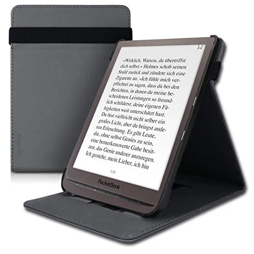 kwmobile Custodia Verticale Compatibile con Pocketbook InkPad 3/3 PRO - Cover con Fascia Mano e leggìo - Case e-Reader Flip