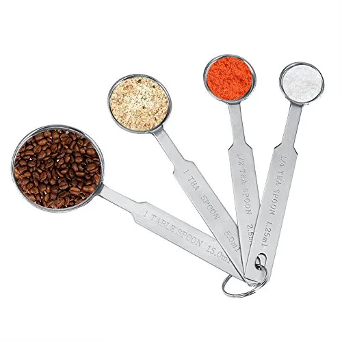 4 Pezzi Cucchiai Dosatori 1.25ML 2.5ML 5ML 15ML Acciaio Inossidabile Misurino Preciso Cucina Misurini Cucchiai Dosatore Set Gadget da Cucina per Misurazione a Secco e Ingredienti Liquidi