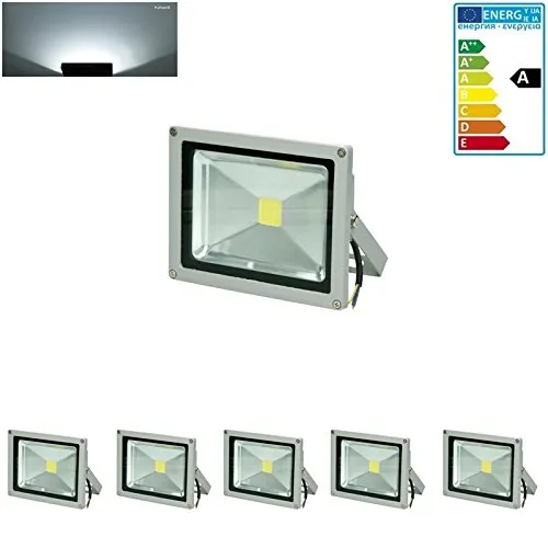 ECD Germany 5 x 20W LED Faretto Proiettore AC 220-240V 1200 Luce Bianco Freddo 6000K Luce Faro da Esterno IP65 Impermeabile Faretti Fari LED Lampada Luce