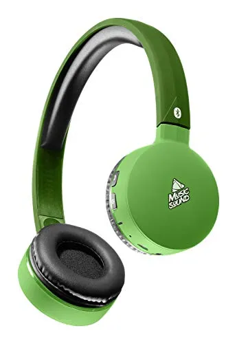 cellularline BTMUSICSOUND20184 Bluetooth Cuffie con Archetto e Microfono Estensibile – Verde