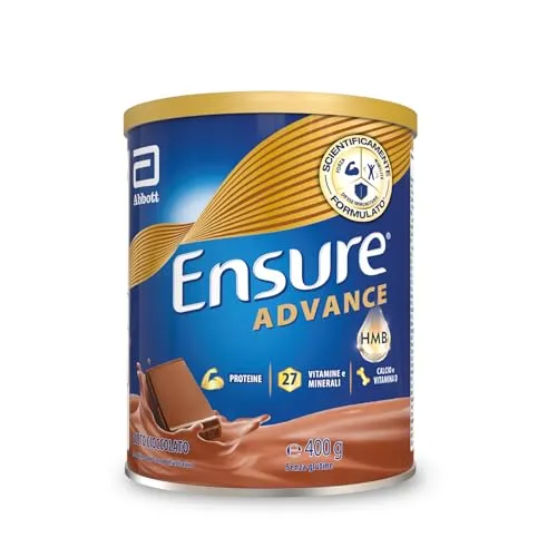 Ensure Advance Integratore Alimentare Proteico in Polvere, con 27 Vitamine e Minerali, Integratore Alimentare con Proteine, Calcio e HMB, Confezione 400g, Gusto Cioccolato