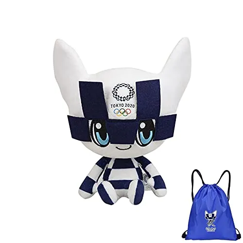 NAUXIU Giochi Olimpici Tokyo 2021 Mascotte, Anime Giocattoli di Peluche 2020 Tokyo Bambole Mascotte Olimpiche Farcito Giocattolo Tema Olimpico Modello Anime Decorazione Peluche 40CM Blu