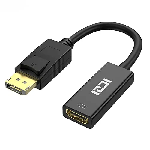 ICZI Adattatore Display Port a HDMI 4K, Cavo DP Maschio su HDMI Femmina, Connetori Dorati Adattatore Convertitore con Cappuccio Antipolvere per 4K TV HDTV Monitor Proiettori Portatili e Altri