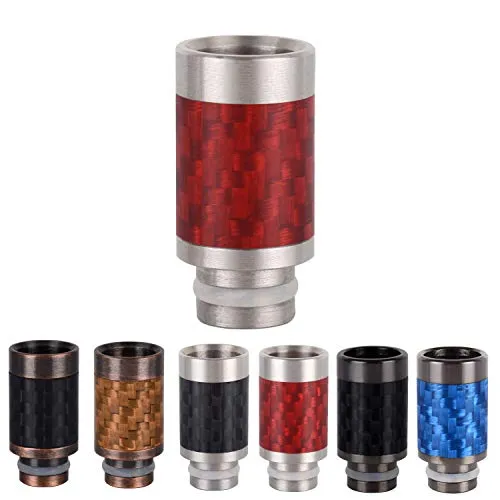 WOLFTEETH 2019 Fibra Carbonio Plus Acciaio Inox 510 Gocciolamento Punta Boccagli Per Sigaretta Elettronica Vape Serbatoio Vaping Dispositivi | Senza Nicotina e Tabacco/Colore Acciaio + Rosso 125704