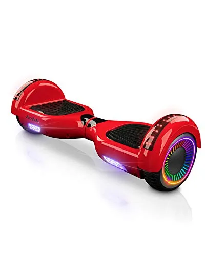 ACBK - Scooter Elettrico Hoverboard Autobilanciato con Ruote LED da 6.5'' (Altoparlante Bluetooth + Luci a LED) velocità Massima: 12 km/h - Autonomia 10-12 km (Rosso)