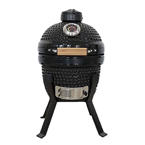 KAMADO BONO Picnic 13" - Barbecue kamado da 32 cm con griglie di cottura e deflettore di calore kamado uovo barbecue in colore nero