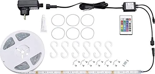 Briloner Leuchten - Striscia LED per esterni, 3 m, telecomando, dimmerabile, plastica, 14,4 W, 300 x 1 x 0,3 cm, colore: Bianco