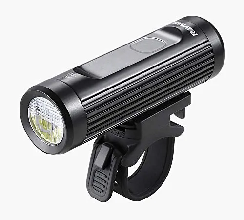 RAVEMEN CR900, Luce Anteriore per Bicicletta, 900 Lumen. Ricaricabile USB Dualens Unisex-Adulto, Nero, Taglia Unica