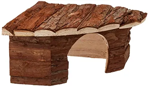 Croci Wood Corner House - Casetta per Roditori e Porcellini D'India, Rifugio in legno ad angolo,Accessori per criceti e topi, 42X15X30 CM