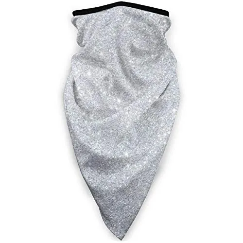 Bjamaj, maschera sportiva antivento con glitter argento chiaro, maschera da sci, sciarpa, bandana, uomo e donna