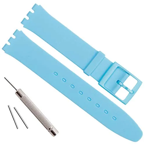 Ultra-sottile Swatch ricambio 16 mm impermeabile in silicone orologio da polso Watch Band (16 mm, Light Blue)