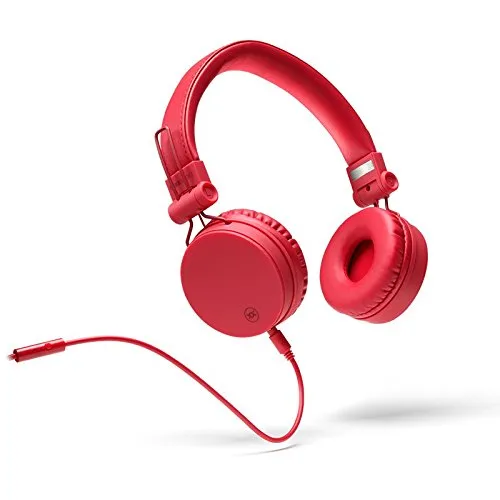 Mixx Audio | OX1 Cuffie stereo pieghevoli con microfono in-line – Rosso – jack da 3,5 mm