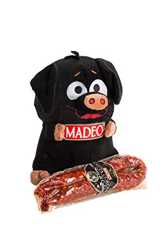 Salsiccia calabrese di Suino Nero da 350 g e Peluche Happy Pig (certificato CE), Madeo
