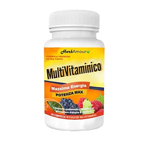 HerbAmour Multivitaminico Multiminerale Antiossidante Completo | 23 Composti Bioattivi | Vitamine A,B,C,D3,E,K2,H | Minerali Alto Assorbimento | Integratore Per Uomo E Donna | 60 Compresse